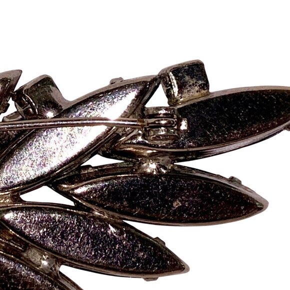 VTG Juliana Style Blue Crystal Leaf Brooch Rainbow Aurora Borealis Rhinestone - Picture 6 of 8